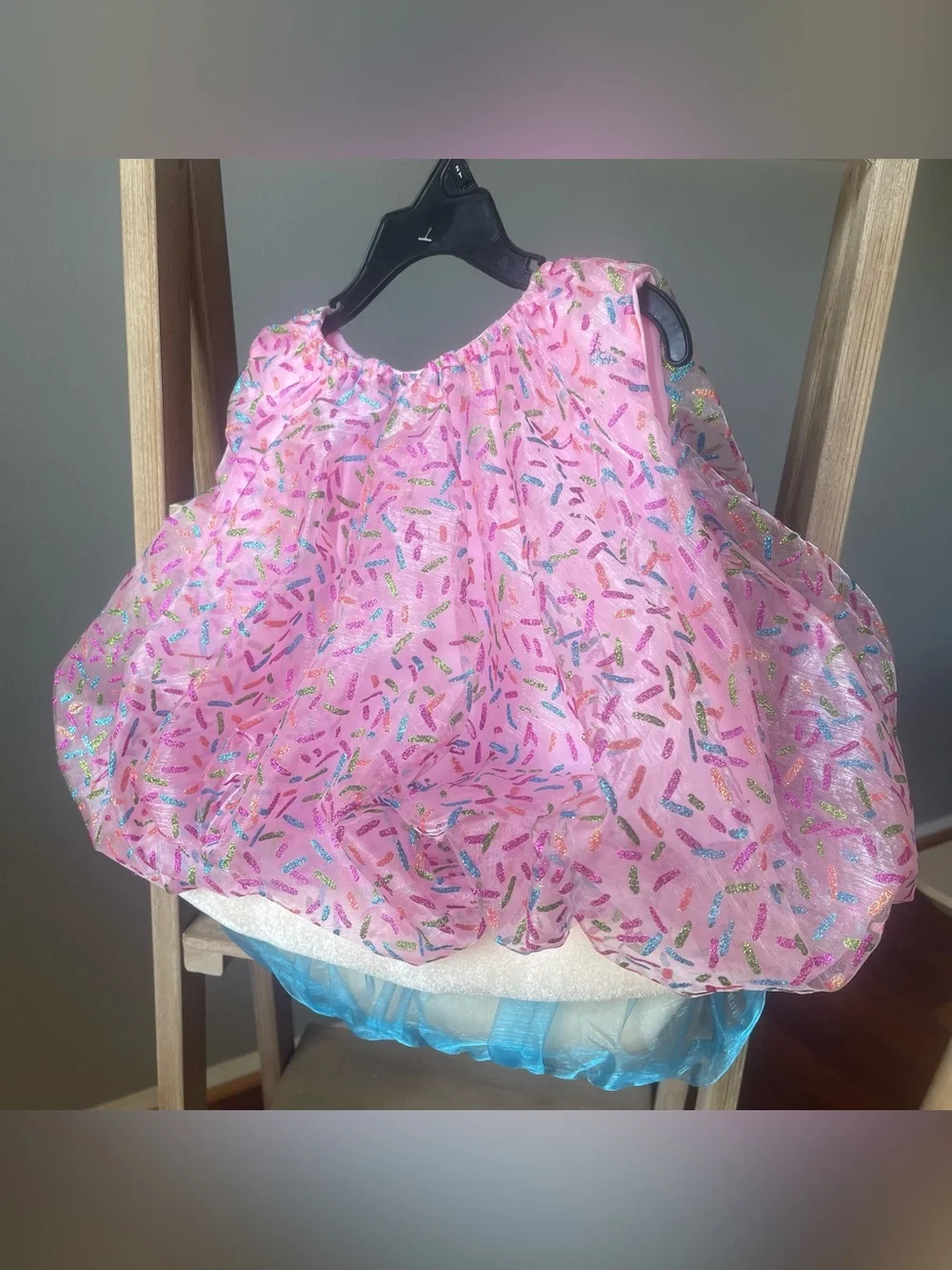 Toddler Cupcake Costume Pink Sprinkles Frosting Tunic Blue Tulle Cherry Headband